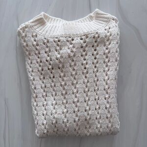 Loft White Open Knit Cap Sleeve Sweater Women’s M